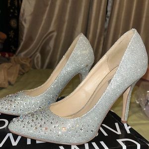 Silver sparkly heels